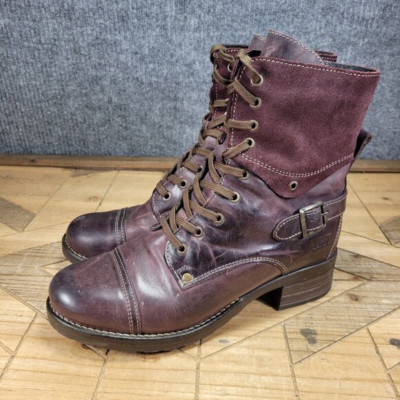 Taos Crave Merlot Leather & Suede Boots, Women’s Size 41 (10-10.5) Zipper - Picture 2 of 13